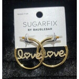 NEW Baublebar Gold Rhinestone LOVE Earrings.